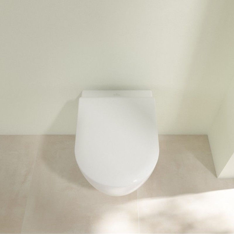 Set vas WC suspendat Villeroy & Boch Avento DirectFlush CeramicPlus cu capac închidere lentă, alb Alpin